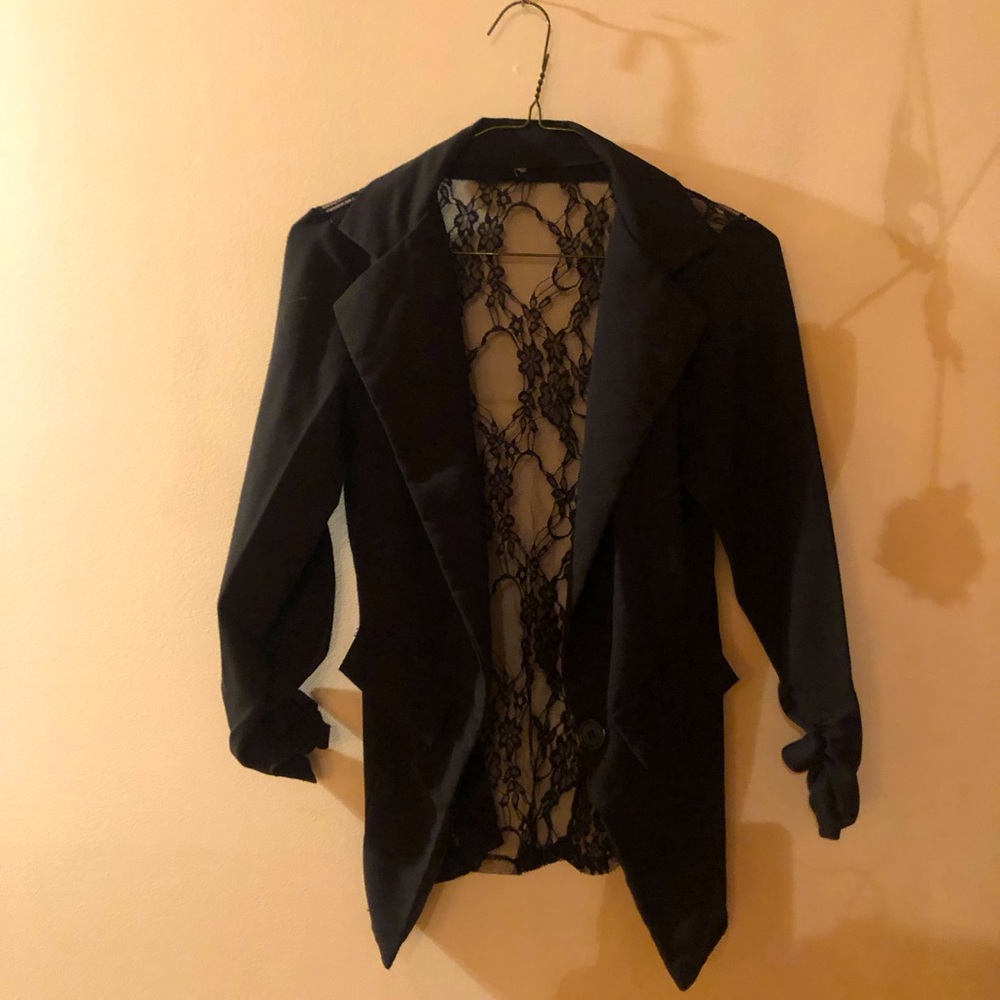Elegant classy Black blazer with Lace back sz Small